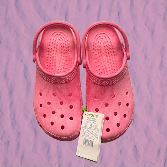 Crocs™ Womens Classic Pink Watercolor Marbled Clog Size W 10 M 8 - Picture 5 of 10